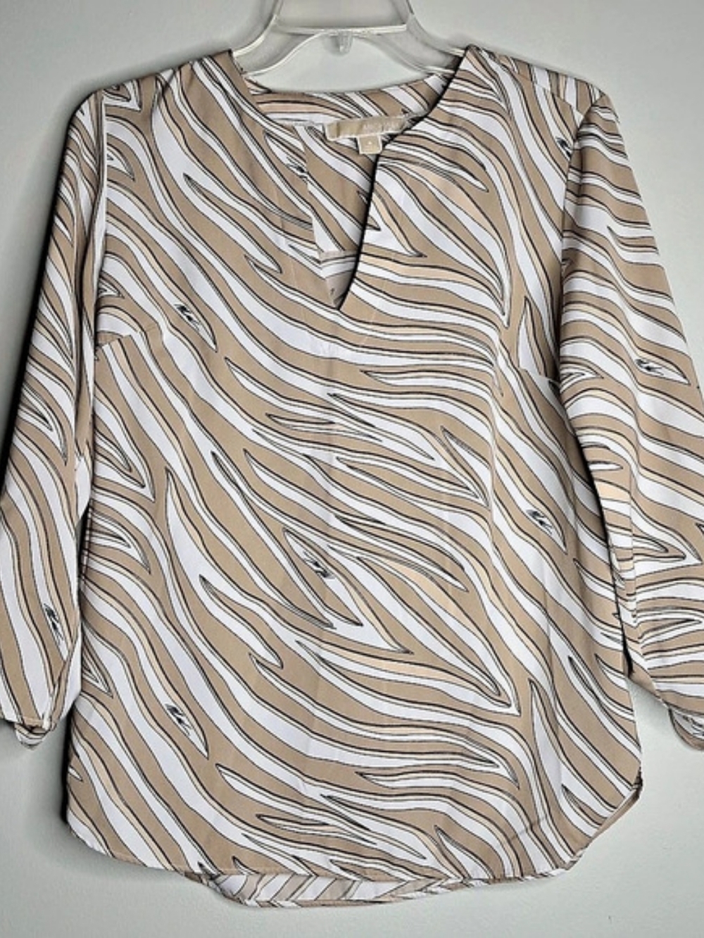 Michael Kors Animal Print Blouse in Brown & White Small
